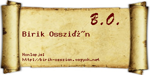 Birik Osszián névjegykártya